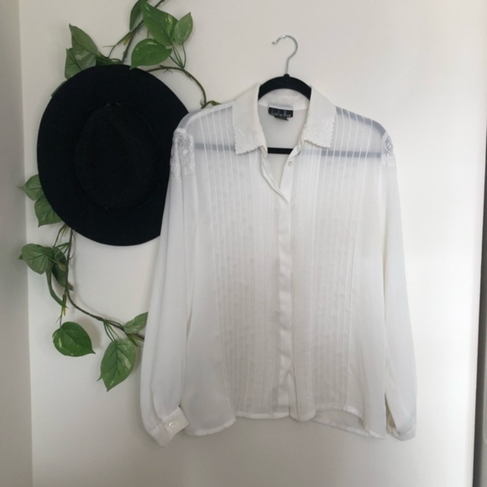 Vintage David Matthews Pleated Embroidered Blouse